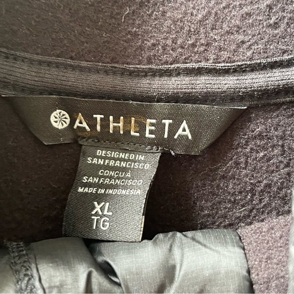 NWT ATHLETA Cozy Sherpa Snap Sweatshirt Size XL Black - Picture 9 of 16
